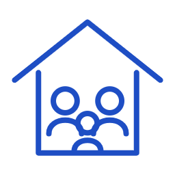 Ícone de família dentro de uma casa representando a área de Direito de Família e Sucessões