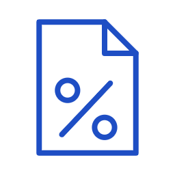 Ícone de documento com percentual representando a área de Direito Tributário